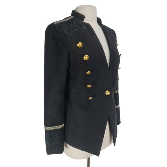 ROMEO + JULIET Women One Button Up Blazer Size M  Black Gold Embordered A18P - Picture 2 of 8